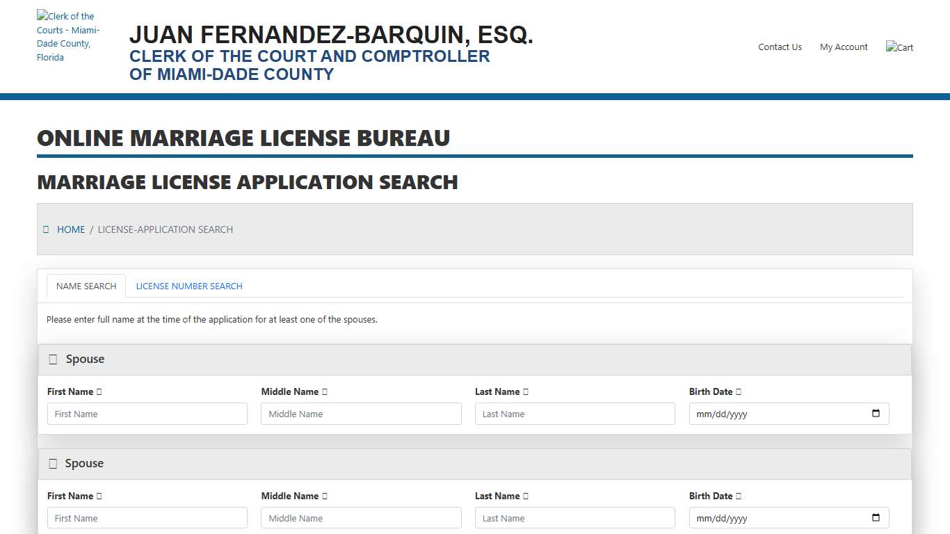 License Search - Clerk of the Court