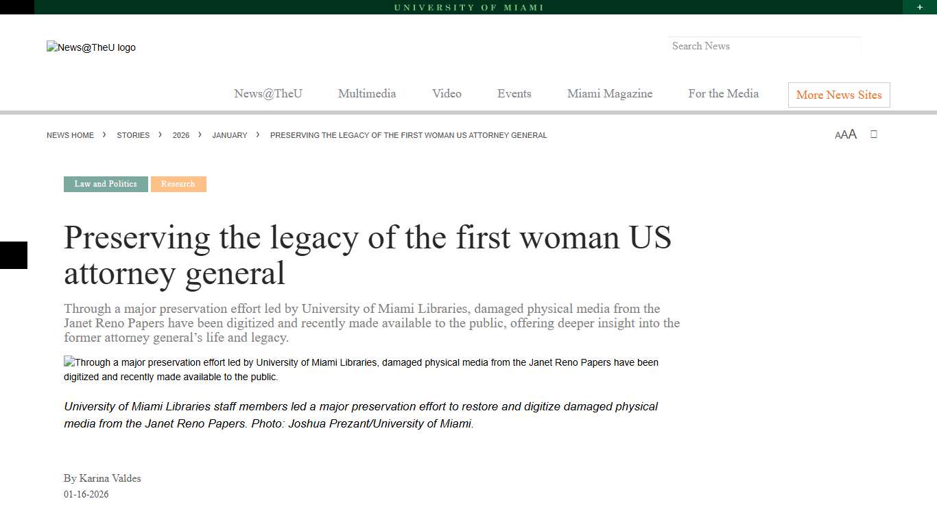 Preserving the legacy of the first woman US attorney general